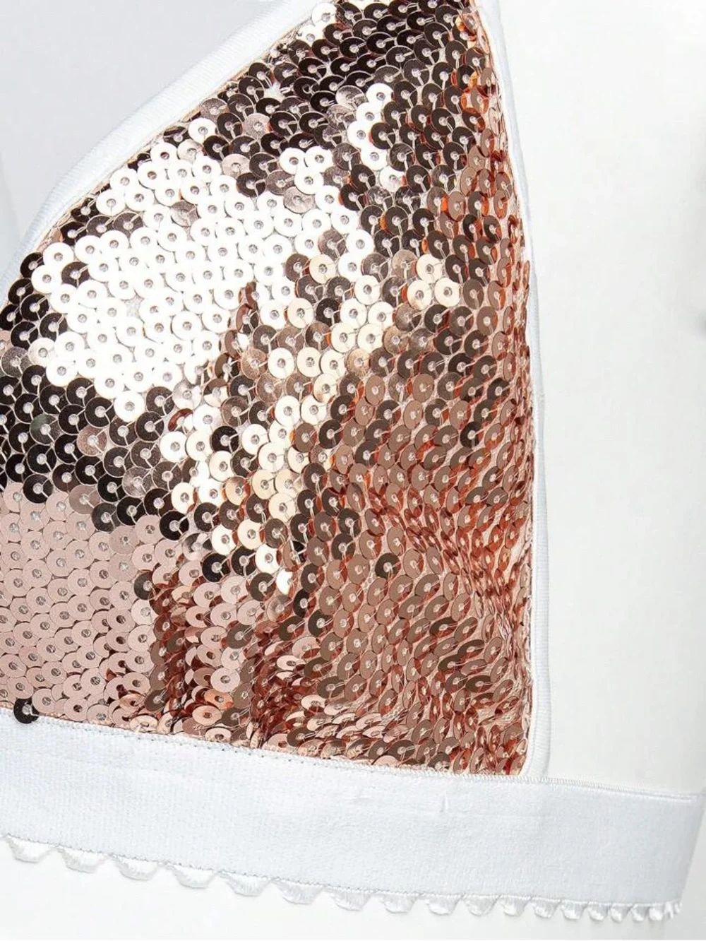 Sequin Fringe Two-Piece Bikini Set - Copper/White( Rave Outfits) - Picture 8 of 12